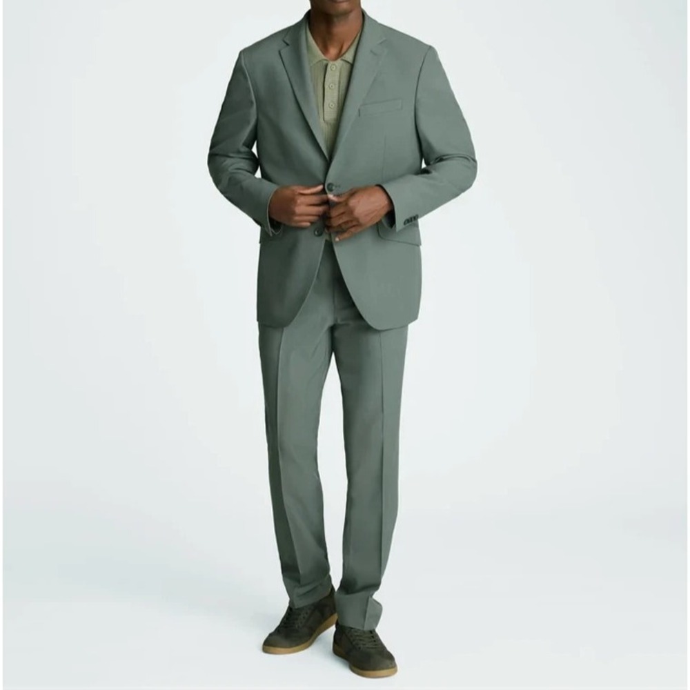 Kenneth Cole Reaction 2-pc Suit Blazer Jacket 50L‎ Pant 45W 33L Sage Green